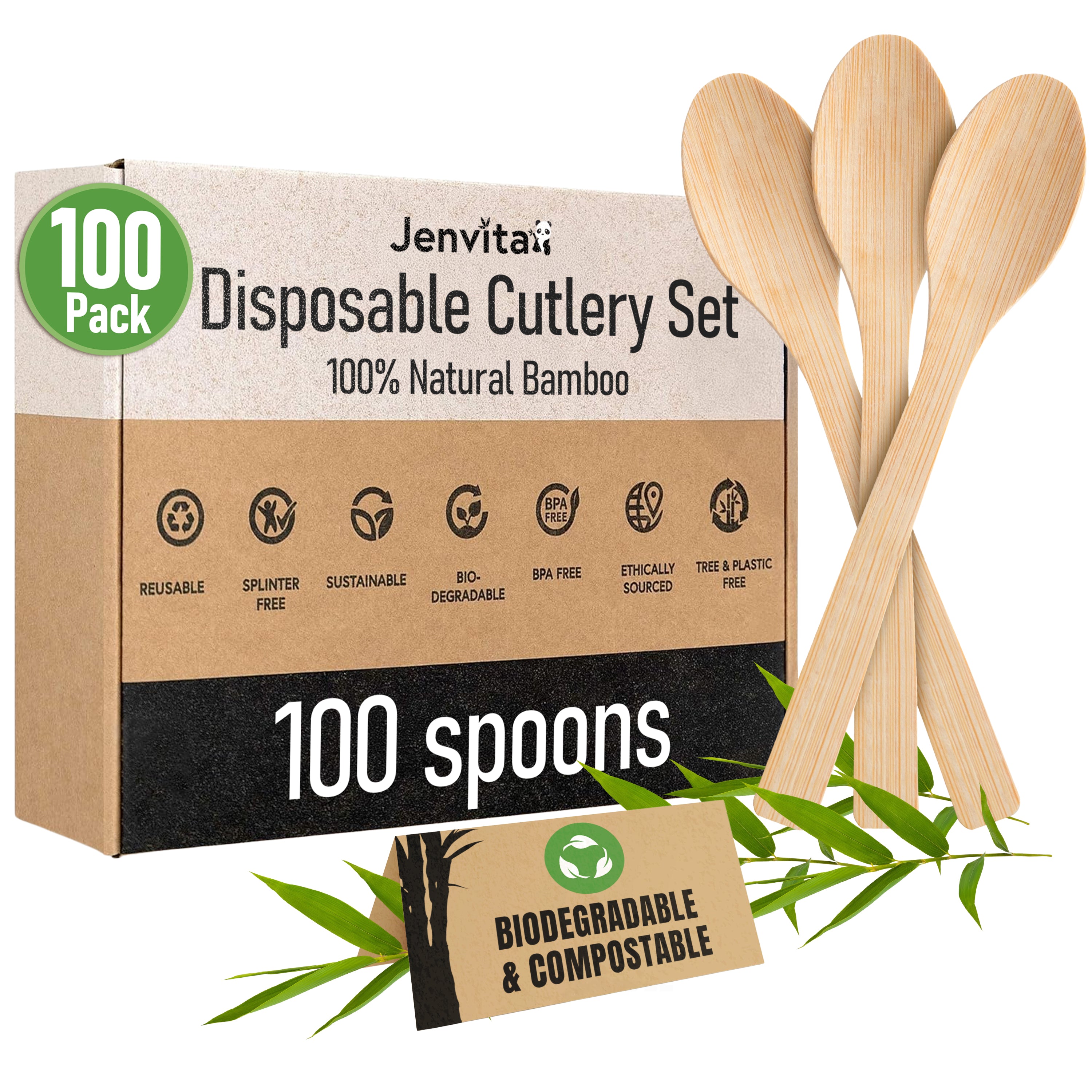 Jenvita Spoons Cutlery Pack - 100 Spoons