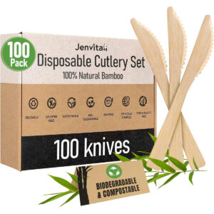 100-pack of Jenvita disposable bamboo knives
