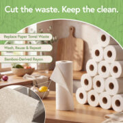 Reusable bamboo-derived paper towels for reducing disposable paper towel waste