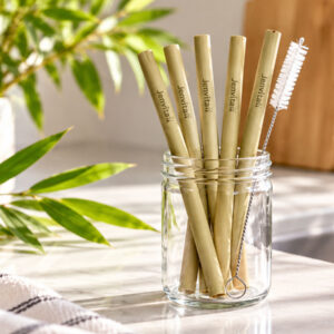 bamboo straws on a kitchen counter